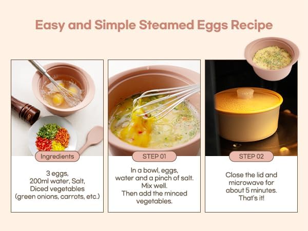 Microwave Silicone Steamer for Baby Food, Made In Korea, Oven & Dishwasher Safe to 482ยฐF, Easy Clean, Microwave Pot with Handle & Lid, 100% Food Grade Steamer Bowl (Creme Brulee, 19oz (550ml))