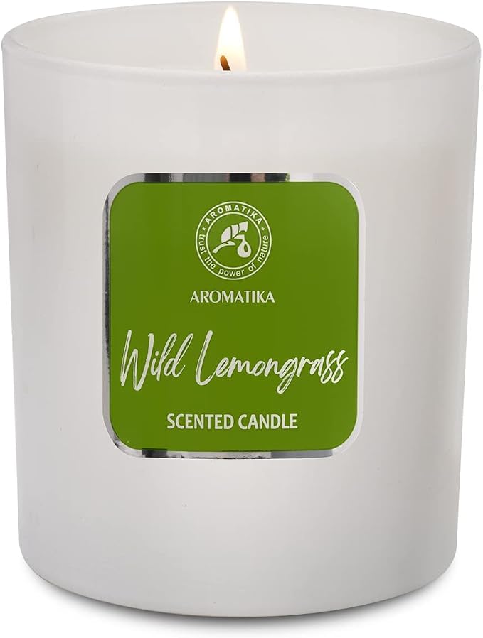 Soywax Lemongrass Candle - Aromatherapy - Up to 45 Hours Burn Time - Glass Candle Gift