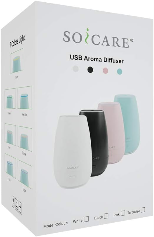 Car Diffuser 2nd Gen, Upgraded Ultrasonic Aromatherapy Oil Diffuser w/Auto Shut-Off & Adjustable Mist Modes, with Built-in USB Cable,Mini Humidifier for Car, Office, Nursery & Travel – White