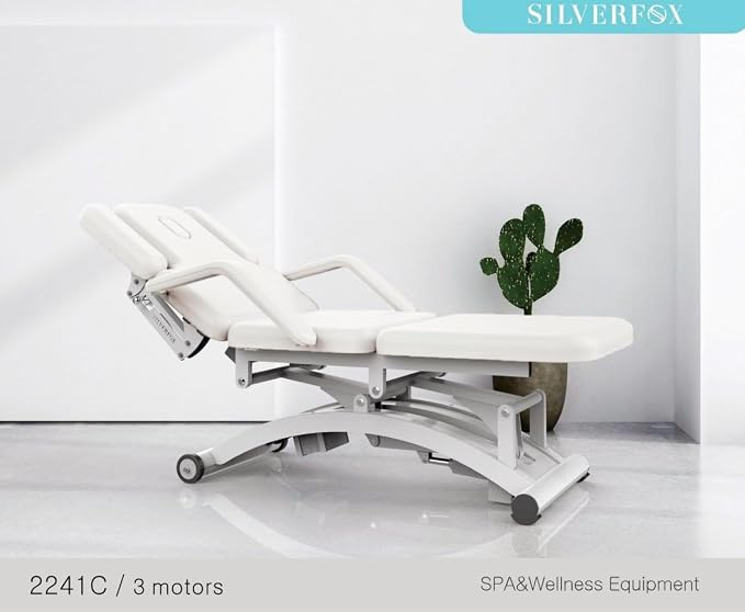 GreenLife - Silverfox 2241C-3 Motors Professional Electric Massage Table Bed,White