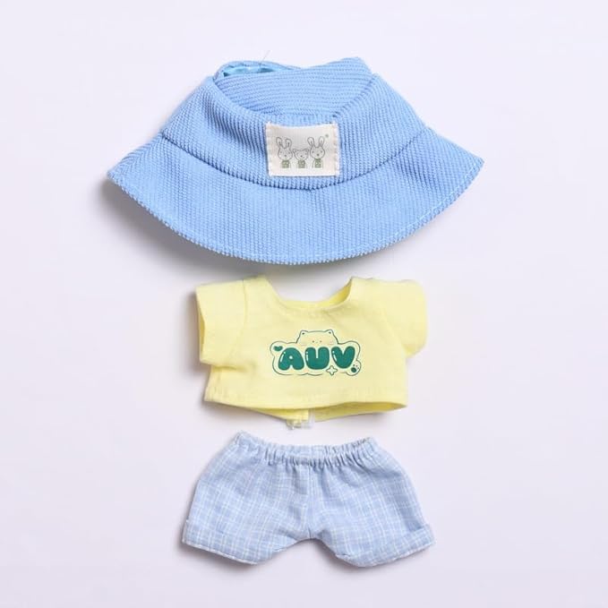Clothes for 17cm Doll Overalls&hat Clothes Accessories(No Doll), Cute Outfit Suitable for 6.69inch (17cm) Doll Soft Cotton Clothing Replacement