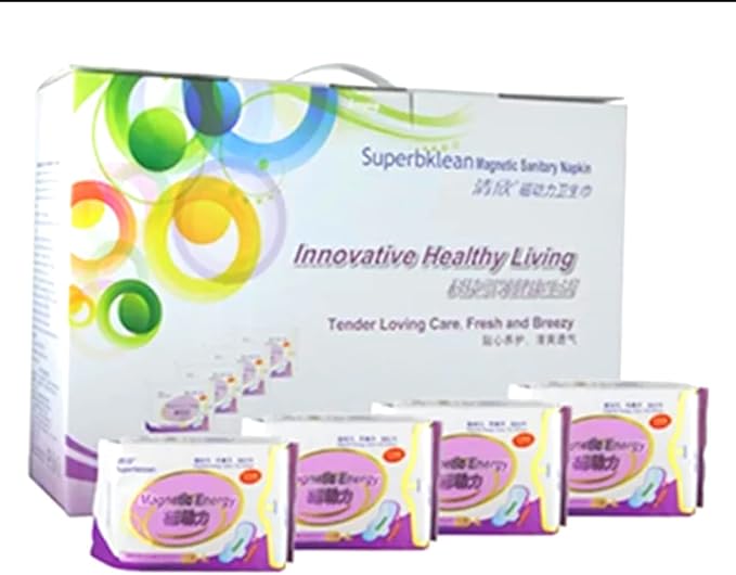 Longrich Pads Superbklean Magnetic Sanitary Napkin, Anion, Far Infrared (Heavy Flow or Night use, 8 Pads)
