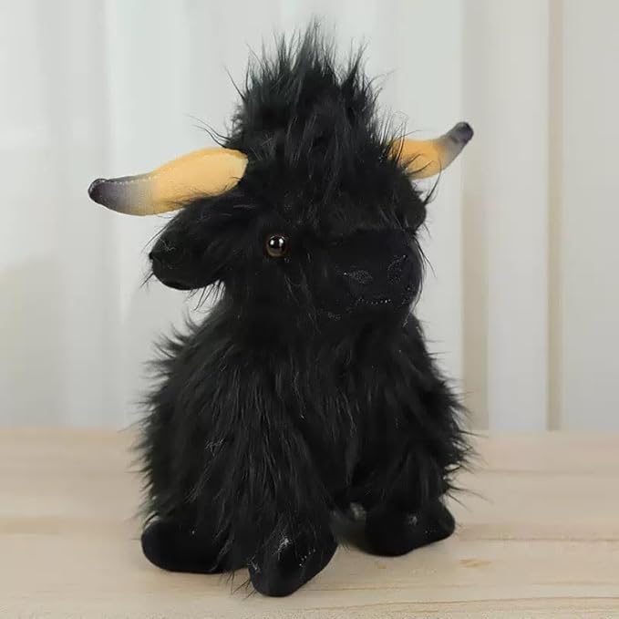 Highland Cow Stuffed Animal Cute Highland Cow Plush Doll Toy 10 inch for Girls Boys Christmas (Highland Cow Black)