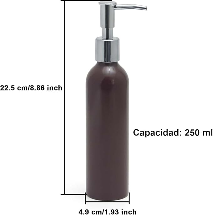 Elitzia Massage Oil Warmer Use Parts Pump Bottle 1 Pack 8.45oz/250ml Aluminium Pump Bottles for Solution Gel Lotion and Cream Use Suitable for ETAW02S ETAW03 ETLB01 ETLB02 ETOH843N ETOH843NB(Brown)