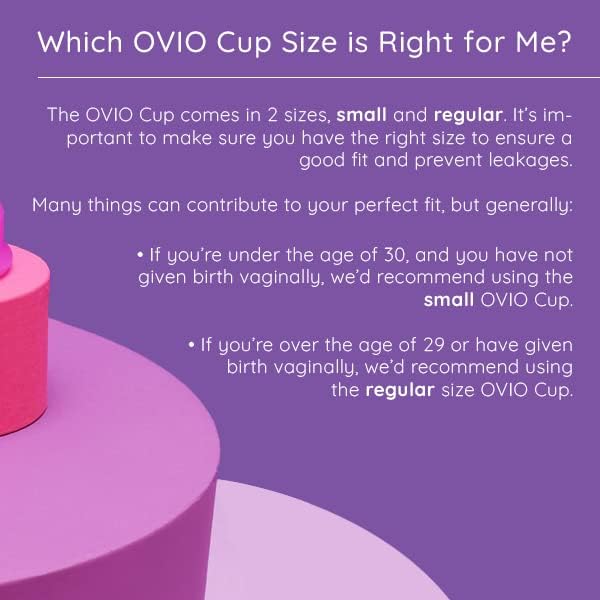 OVIO Menstrual Cup - Reusable Soft and Flexible 100% Medical Grade Silicone Cup with Travel Pouch - Leak Free and Reliable with Size Replacement Guarantee