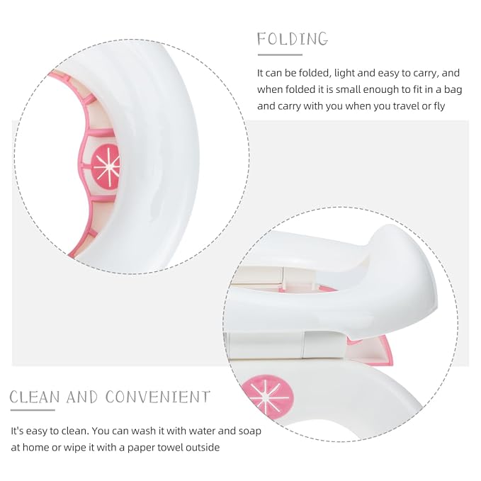 Portable Potty Training Toilet, 2 in 1 Travel Potty Seat for Boys Girls, Foldable Training Toilet Seat for Travel and Car Attachment Indoor Outdoor Use