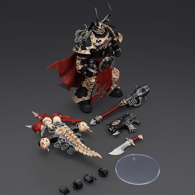 JOYTOY-Warhammer 40,000-1:18-Action Figure-Chaos Space Marines Black Legion Chosen Champion with Bolter and Power Maul-Collection Model Birthday Gifts
