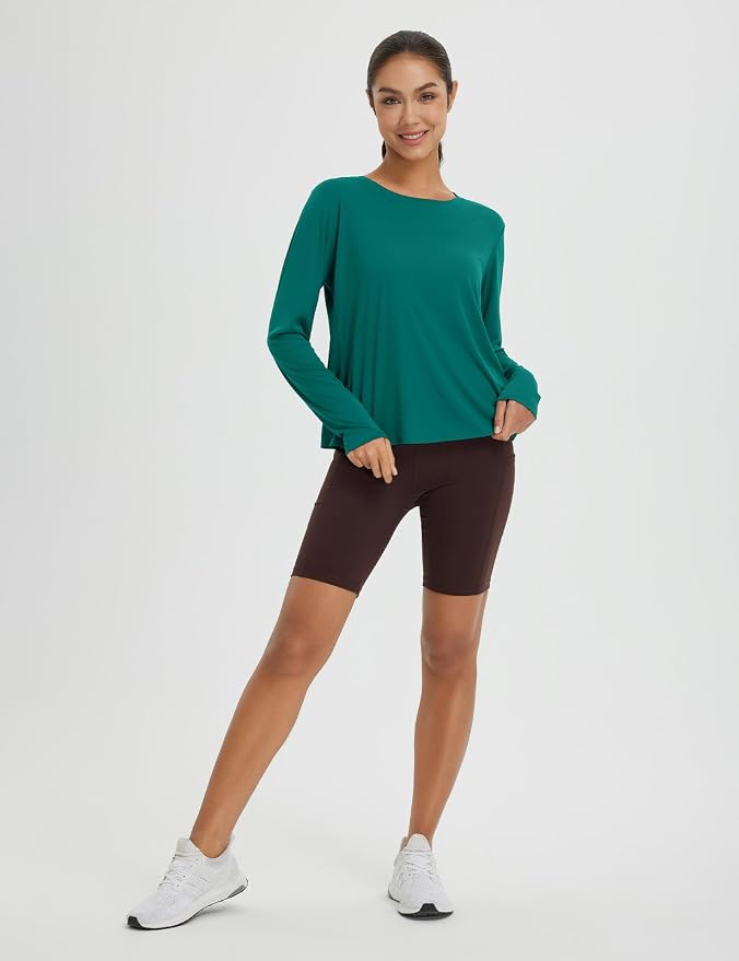 baleaf Women's Long Sleeve Workout Tops Running Sun Shirts Split Back | UPF 50+, Quick Dry, Lightweight, Breathable, Moisture-wicking, SPF, UV, for Athletic, Gym, Hiking, Tennis, Outdoor