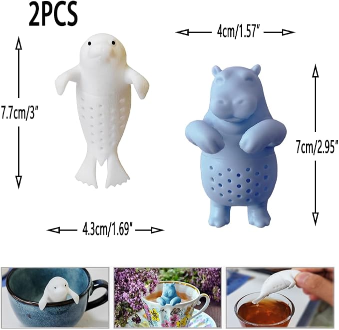 2 pcs silicone Tea Infuser, loose tea strainer | Cute tea infuser gift set for loose leaf tea, reusable tea infuser is ideal gift for tea lovers