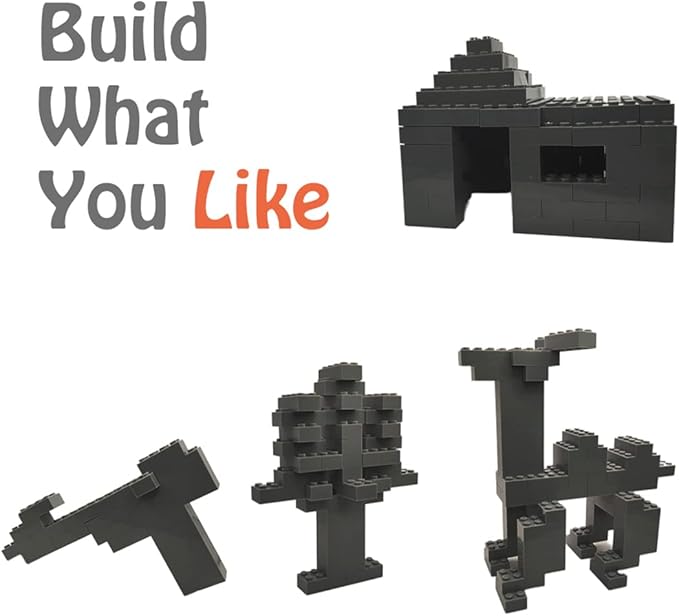 200 Piece Classic Building Bricks, 2x4 Bulk Bricks STEM Creative Building Toys, Dark Grey