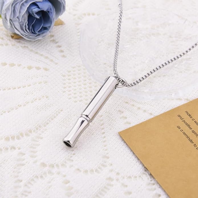 Mindful Breathe Necklace for Men Women Quit Smoking Breathe Whistle Pendant Stress Relief Necklace Anxiety Relief Gift