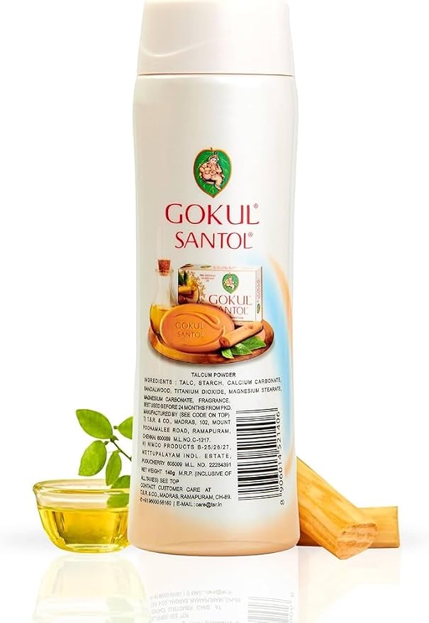 Sandalwood Chandan Talcum Powder Pure from Mysore Sandal Trees 4.93 oz with Free Sandal Soap 75 GMS-Every Use Smells of Pure Sandalwood