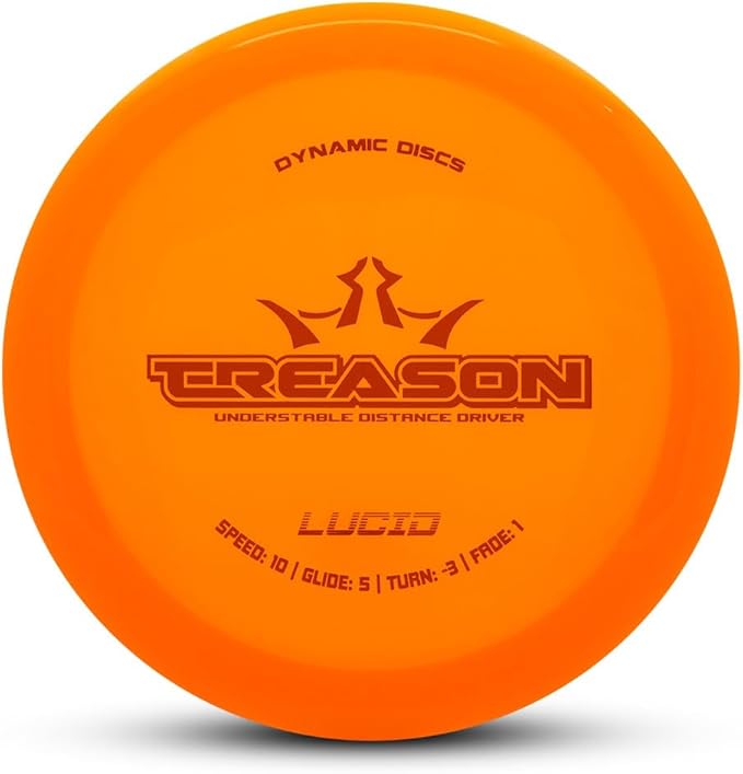Dynamic Discs Lucid Treason Disc Golf Distance Driver | Understable Driver for Easy Distance & Control | Premium Lucid Plastic | Perfect for Hyzer-Flips & Turnover Shots | 170-175g (Colors May Vary)