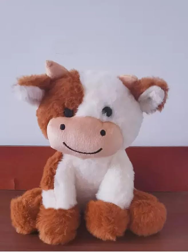 Cow Stuffed Animal Cute Cow Plush Doll Toy 9 inch for Girls Boys Christmas (zuoniu Brown)