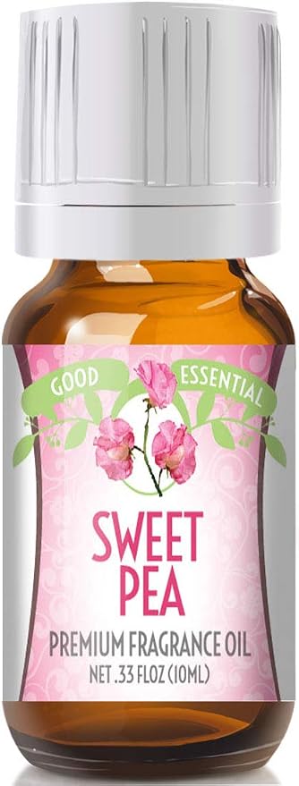 Good Essential Professional Sweet Pea Fragrance Oil 10ml (0.33 fl oz) for Diffuser, Candles, Soaps, Lotions, Perfume - Aromatherapy Sweet Pea Scented Oil