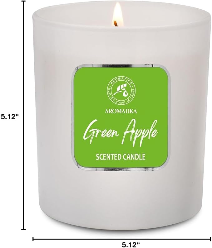 Scented Candle Green Apple - Glass Candle Gift - Aromatherapy Candle with Soywax 200g - Up to 45 Hours Burn Time - Soy Wax Candles - Home Scented Candles