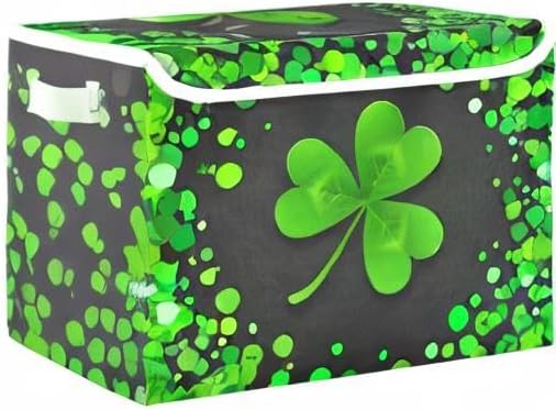 St. Patrick's Day Storage Bins with Lids and Carrying Handle,Foldable Storage Boxes Organizer Containers Baskets Cube with Cover for Home Bedroom Closet Office