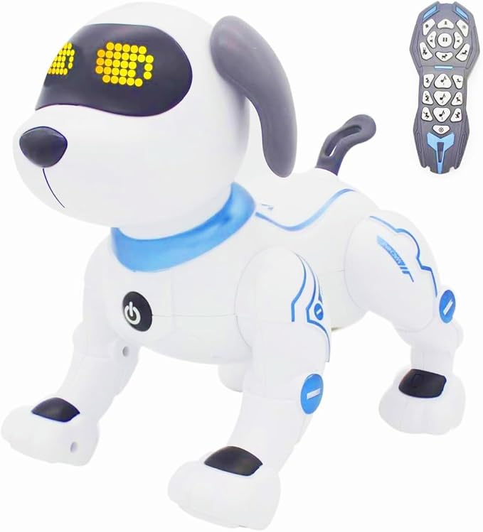Fisca Remote Control Dog, RC Robotic Stunt Puppy Voice Control Toys Handstand Push-up Electronic Pets Dancing Programmable Robot with Sound for Kids Boys and Girls Age 6, 7, 8, 9, 10 Year Old