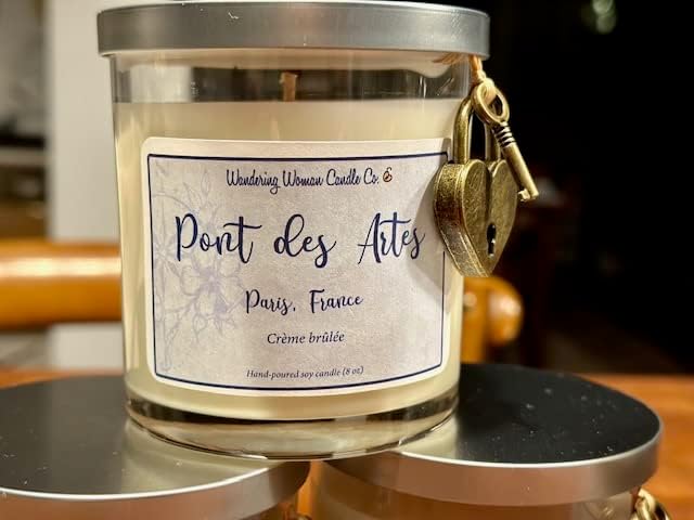 Wandering Woman Candle Company 8 oz Soy Wax Candle (Pont des Artes, Paris: Creme Brulee)