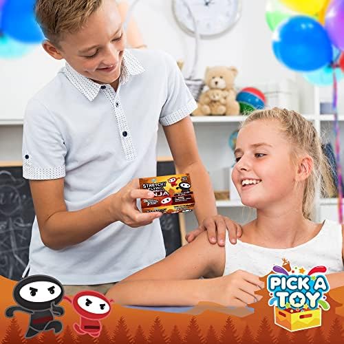 PICK A TOY Stretchy Flying Ninjas 24-Pieces, Slingshot Toys for Boys and Girls, Easter Egg Filler, Karate Birthday Goodie Bags Stuffer and Ninja Party Favors Supplies