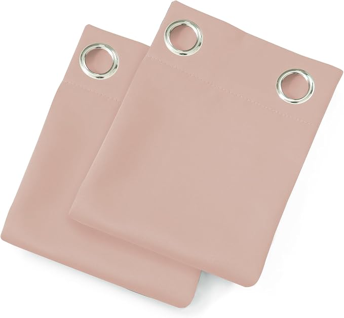 LEMOMO Blackout Curtains 66 x 84 inch/Blush Curtains Set of 2 Panels/Thermal Insulated Room Darkening Bedroom Curtains
