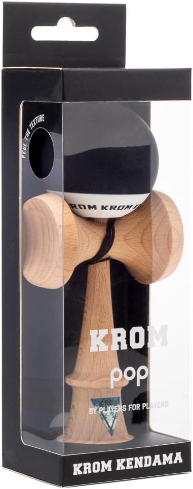 Kendama Toy POP Black - High Wood Quality - Extra Strong - for Beginner and Pro - Gift Pack : Extra String + Stickers