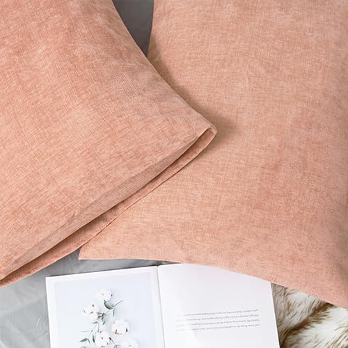 CaliTime Decorative Standard Throw Pillow Covers 26 X 20 Inches Dusty Pink | Pack of 2, Cozy Chenille Cushion Cases for Sofa Bed Living Room Farmhouse Home