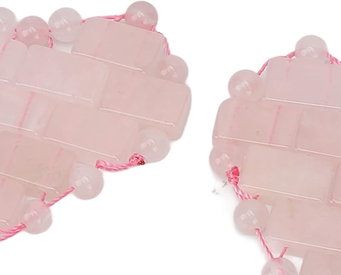 2Pcs Rose Quartz Eye Mask, Jadestone Eye Patch Reduce Edema Relieve Eye Strain Heart Shaped Stone Eye Pad for Massage Cooling Mask