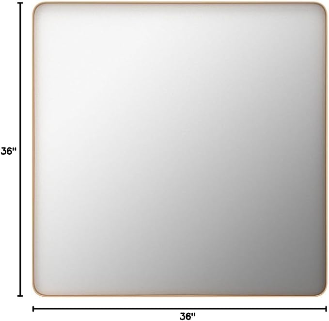 LOAAO 36"X36" Gold Bathroom Mirror | Rounded Rectangle, Brushed Gold Frame, Wall-Mounted, Anti-Rust, Tempered Glass, Hangs Horizontally or Vertically