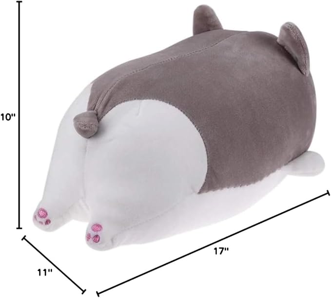 Corgi Dog Plush Pillow, Cute Shiba Inu Corgi Butt Stuffed Animal Toys Gifts for Bed, Valentine, Kids Birthday, Christmas (Gray, 17.3inch)