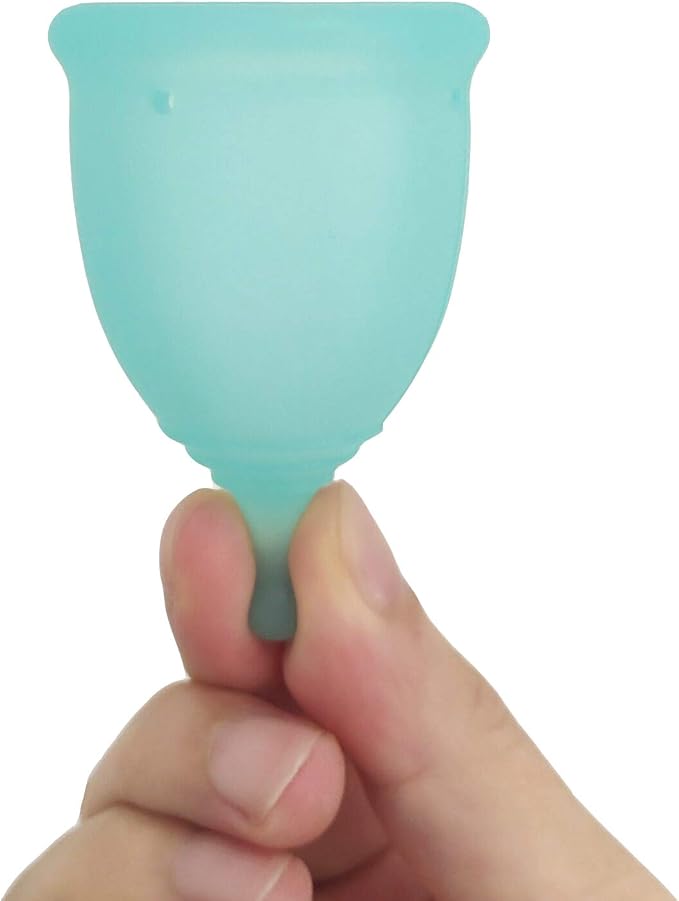 Croing 4pcs Menstrual Cup with 1 pc Sterilize Cup,Menstrual Cup Holder, Storing Period Cup(Blue and White)