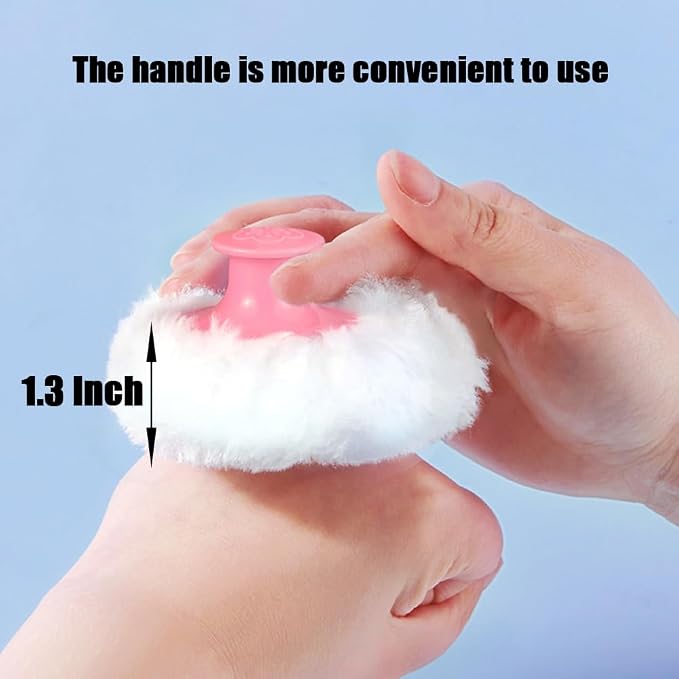 Luxury 4.2 Inch Glass Powder Container with 2 Plush Puffs|Gothic Vanity Decor Non-Sealed Refillable Organizer for Body Powder&Makeup|Setting Powder Applicator(Pointed Cylinder-Black-Large)