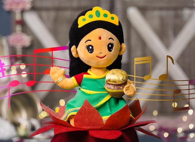 MODI TOYS Laxmi Devi Collection - Mantra Singing Plush Toys and Book | Ideal for Newborns, Infants, Toddlers, Grandparents | Best for Diwali, Baby Shower, Birthday, Housewarming