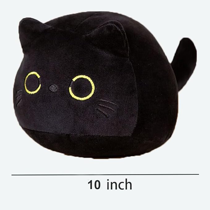 Cat Stuffed Animal Cute Cat Plush Doll Toy( Including Tail 10 inch) for Girls Boys Christmas(Black cat 30cm)