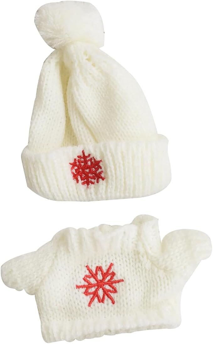 Christmas White Sweater Set for labubu, Red Snowflake Knit Outfit for labubu, Holiday Winter Costume Compatible with popmart Dolls