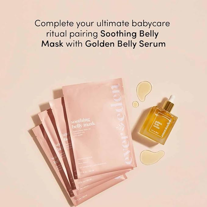 Evereden Soothing Belly Mask for Stretch Marks - One Size | 1 count | Belly Mask for Pregnancy | Clean Pregnancy Skincare | Non-toxic and Fragrance Free | Valentine Gifts for Women (Pack of 3)