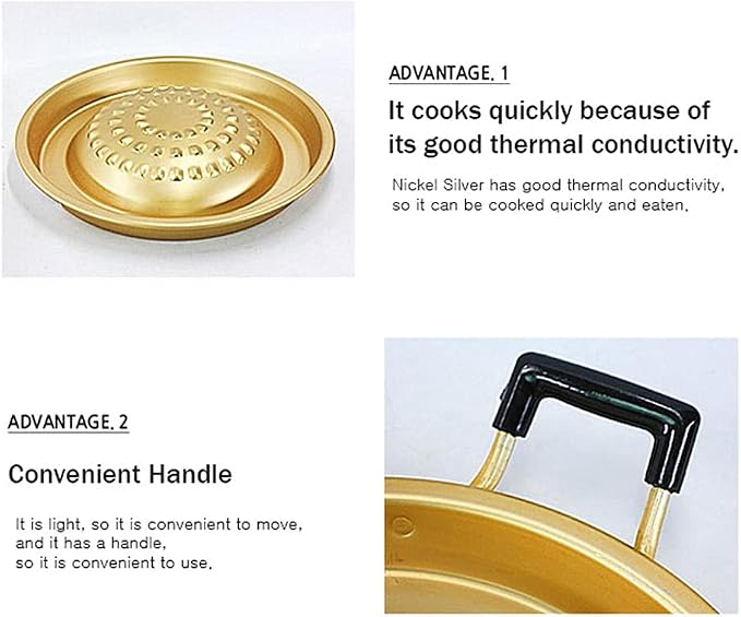 Bulgogi Plate Tray Pan Grill Topper Pan with Handle 11.8, Fry Cook Pan Kitchenware for Korean BBQ, Aluminum Stovetop,for Camping,Shabu Meat Garlic Egg,Made in Korea