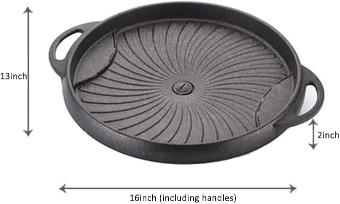 New Picnic Korean BBQ Nonstick Cerastone Marble Grill Pan Roaster for Grilling indoor or outdoor (Round)