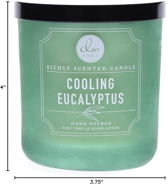 DW Home Cooling Eucalyptus Scented Candle for Home, 9 oz, 8.8 oz Candle Jar, Up to 33H Burn Time, Luxury Scented Candle for Relaxation, Gifting, Home Decor