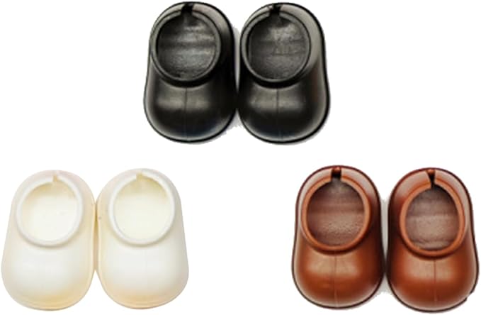 Shoes(3 Packs) for Labubu Shoes (15cm & 17cm Monster Keychain, Macaron/Have a seat/Energy). Clothing Accessories for labubu 6.7" Blind Box.(Black+White+Brown)