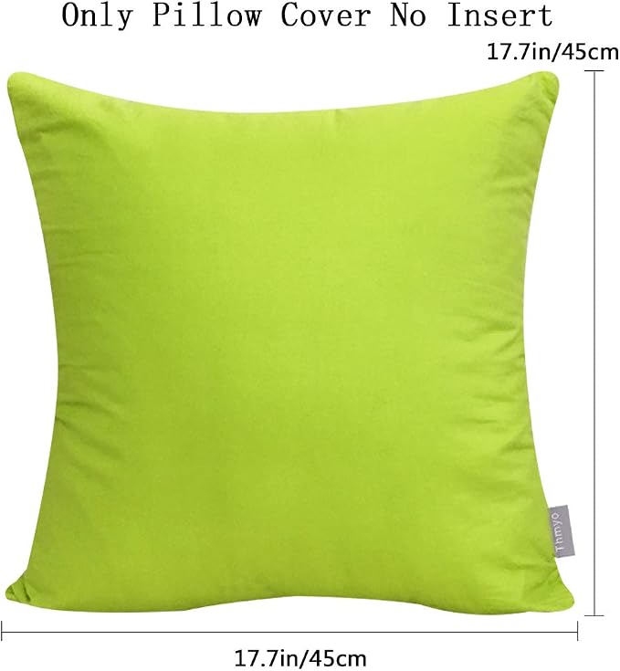 Thmyo 4-Pack 100% Cotton Comfortable Solid Decorative Throw Pillow Case, Square Cushion Cover Pillowcase Sublimation Blank Pillow Covers DIY Throw Pillowcase for Sofa(18x18inch/45x45cm,Light Green)