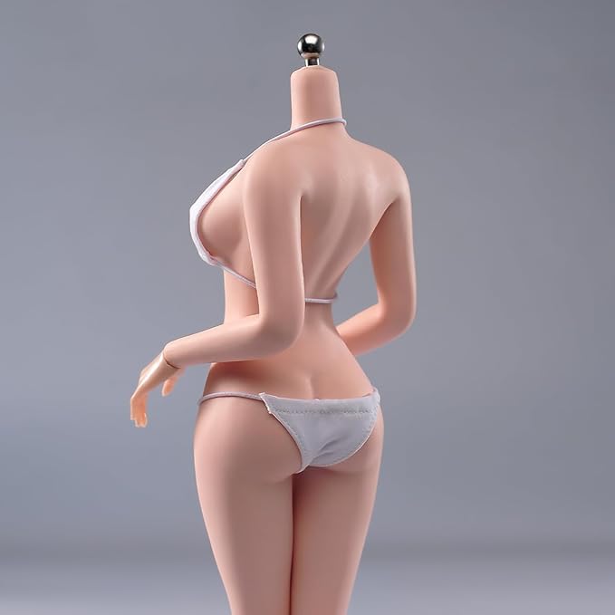 1/6 Scale Female Action Figure Body, 12 inches Seamless Flexible Action Figure Body Model with Detachable 5 Pairs Hand Gesture Shapes (Pale Skin)