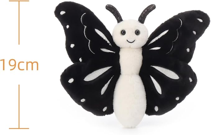 Apricot Lamb Black Butterfly Stuffed Animals for Kids, Soft Cute Plush Toys for Baby Girl and Boy, 7.5 Inches