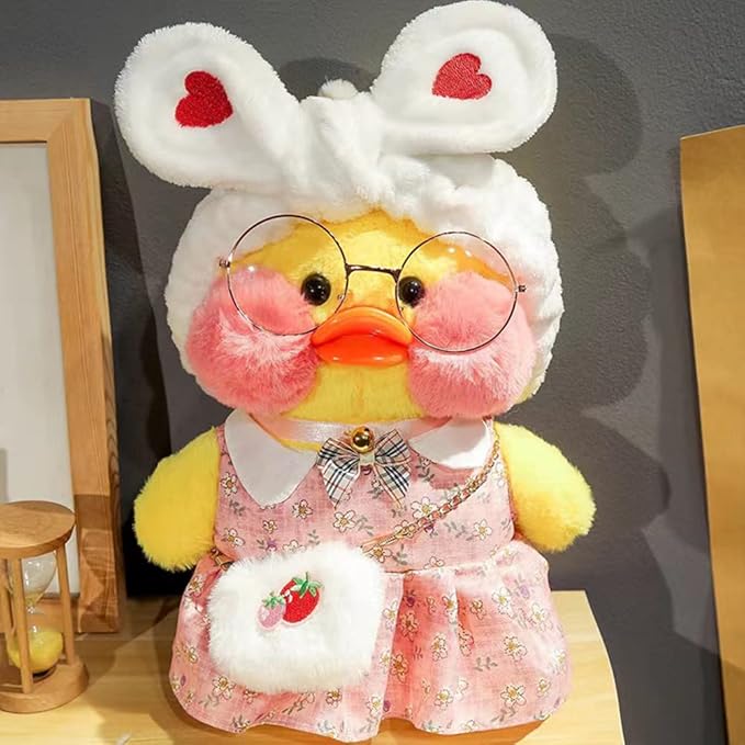 Duck Stuffed Animal Toy with 9 Outfits and Accessories to Match DIY Dress Up Clothes for Duck Plush Toy for Kids(12inch) (Yellow Duck)