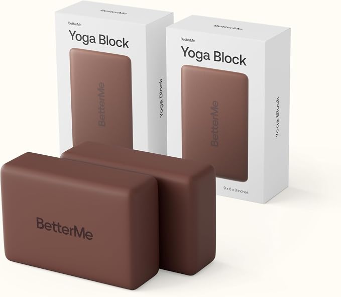 BetterMe Yoga Blocks Set of 2 – High Density Foam Yoga Blocks for Stretching, Pilates & Workouts – Lightweight Non-Slip Exercise Blocks for Flexibility & Balance