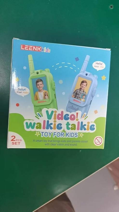LEENK Kids Video Walkie Talkies 2 Pack โ Rechargeable Video Intercom Handheld, Indoor & Outdoor Range, Easy Use for Ages 3-12, Eco ABS, Clear Voice & Long Distance Communication (Blue & Green)