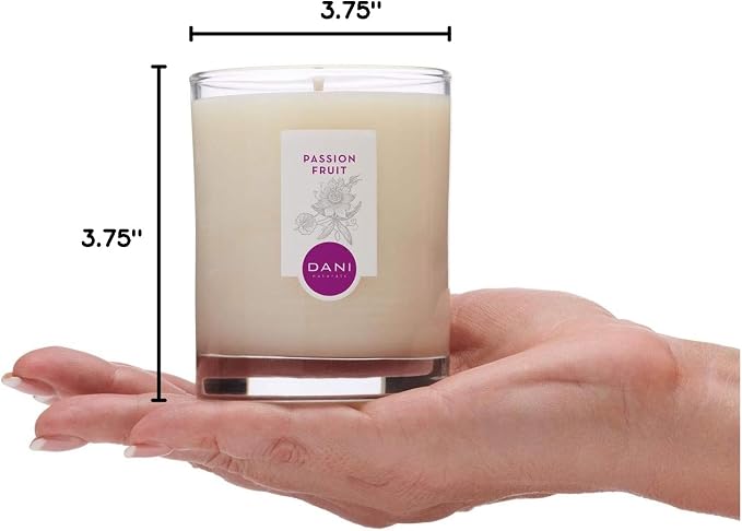 DANI Naturals Passion Fruit 100% Soy Wax Candle, Non-Toxic, 7.5oz | Vegan,soy wax candle,Clean-burning with organic cotton wick,Bright tropical passion fruit scent,Made in USA