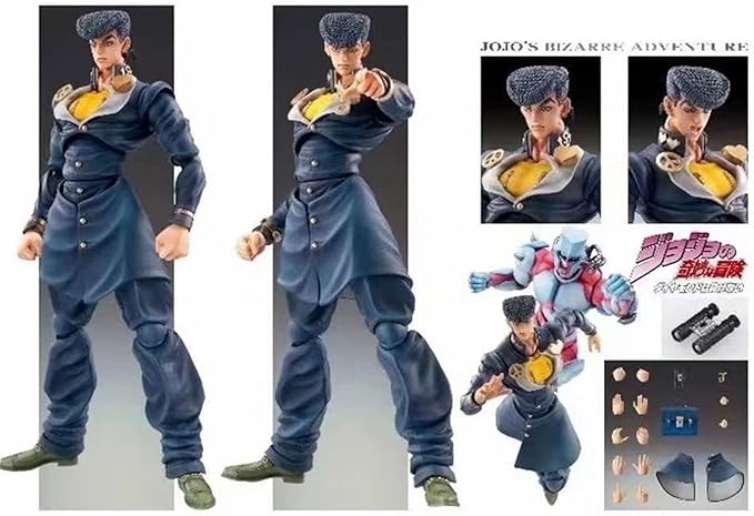 JJBA Figurines Josuke Higashikata Action Figure Movable Joints Anime Figures 5.9" JJBA Super Action Statue Collections Desktop Ornaments