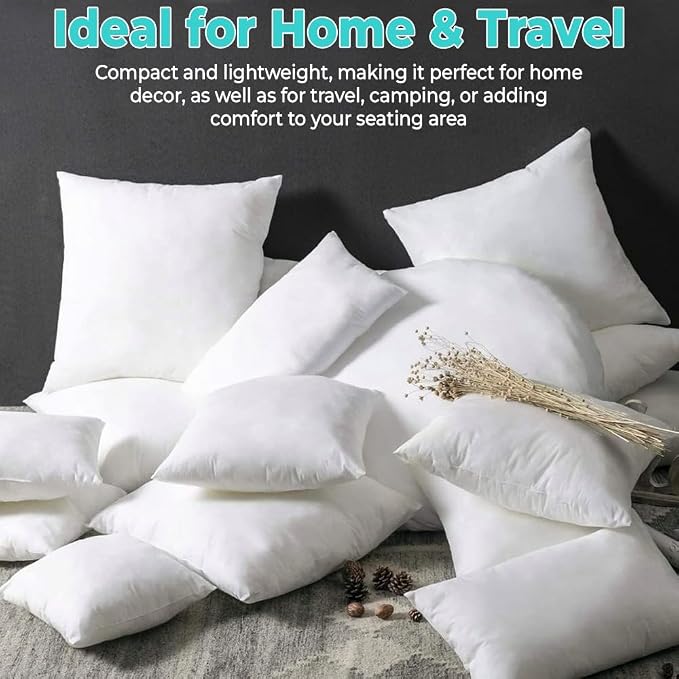 QUBA LINEN 12 x 20 Throw Pillow Insert - Pack of 2 White, Down Alternative Pillow Inserts for Decorative Pillow Covers, Throw Pillows for Bed, Couch Pillows for Living Room (12x20 Inch (Pack of 2))