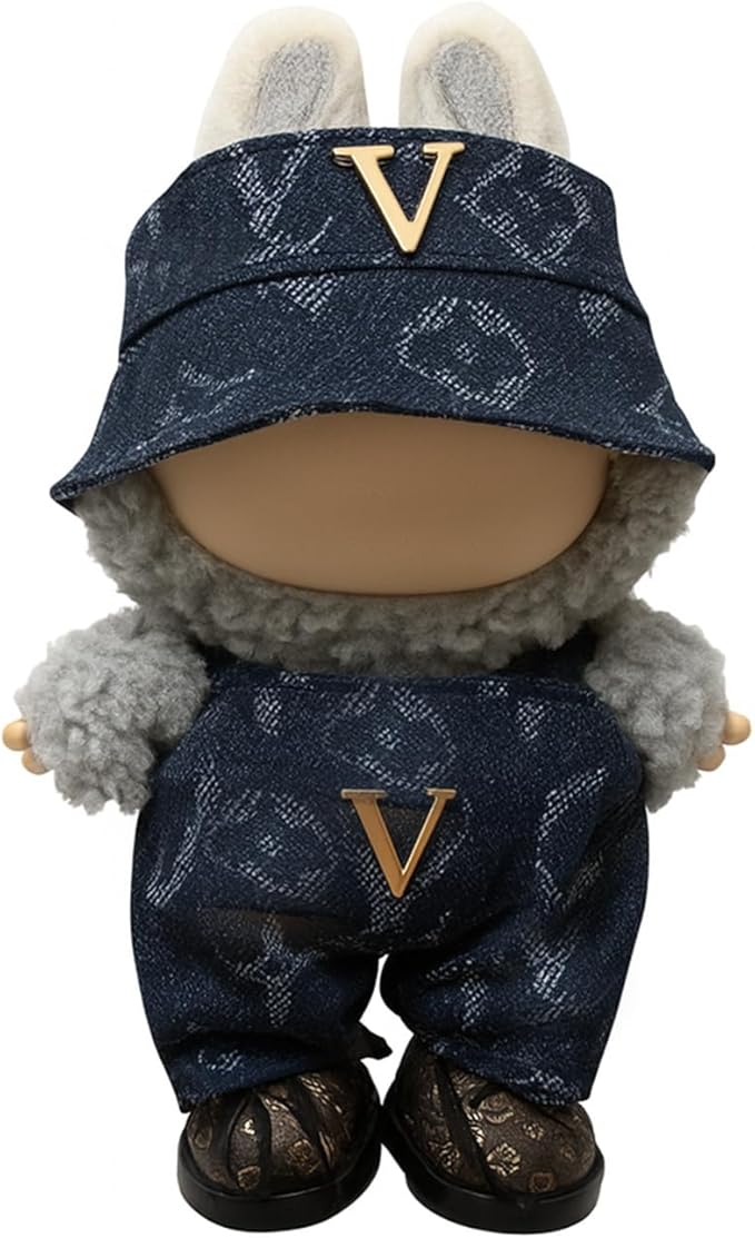 for Labubu Clothes/for Labubu Outfits,Clothes Set for 17cm Lububu Doll,3 Piece Set Hat Clothing for LA BUBU, Boys and Girls Stylish Adorable Dolls Clothes Accessories (No Doll) (039)
